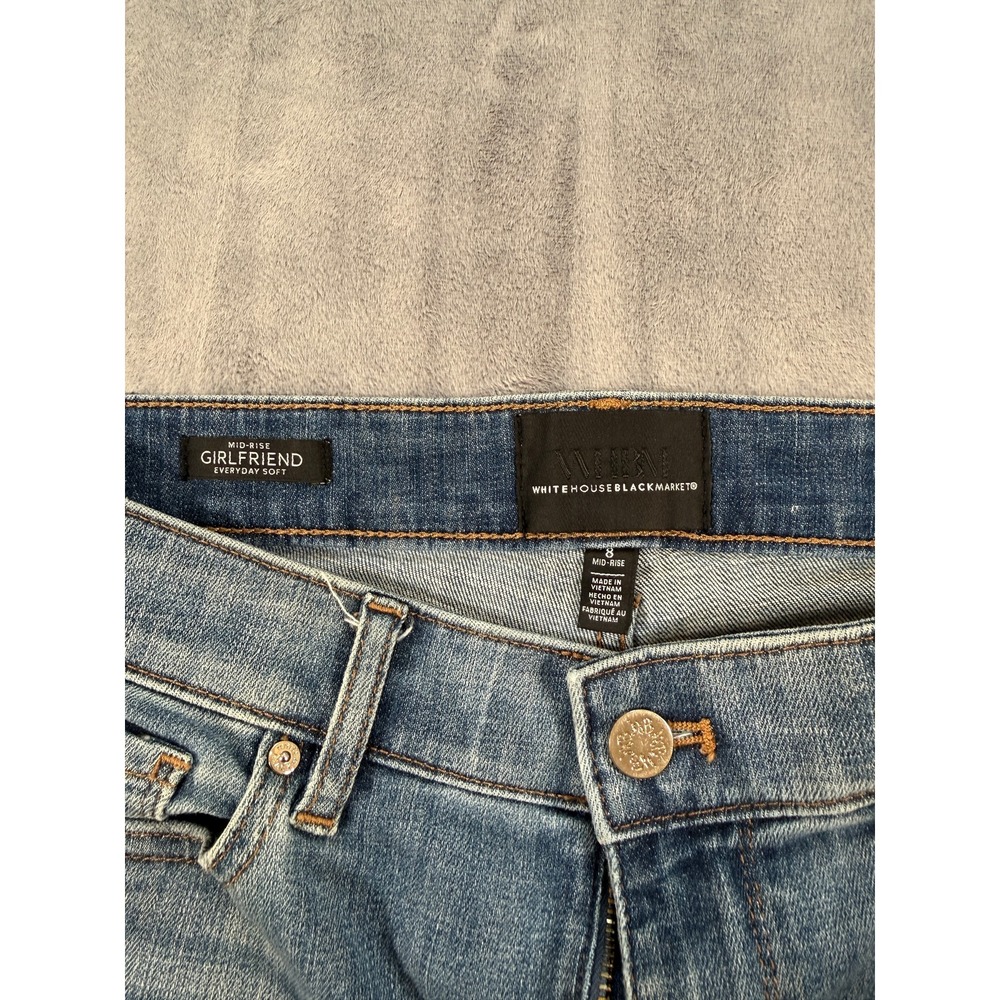 White House Black Market Mid-Rise Girlfriend Jeans Women's Size 4 Blue Denim - Picture 5 of 6